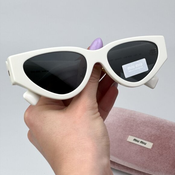 Miu Miu MU03ZS 1425S0 BRAND NEW Sunglasses White Dark Gray Cat Eye Women main image 9